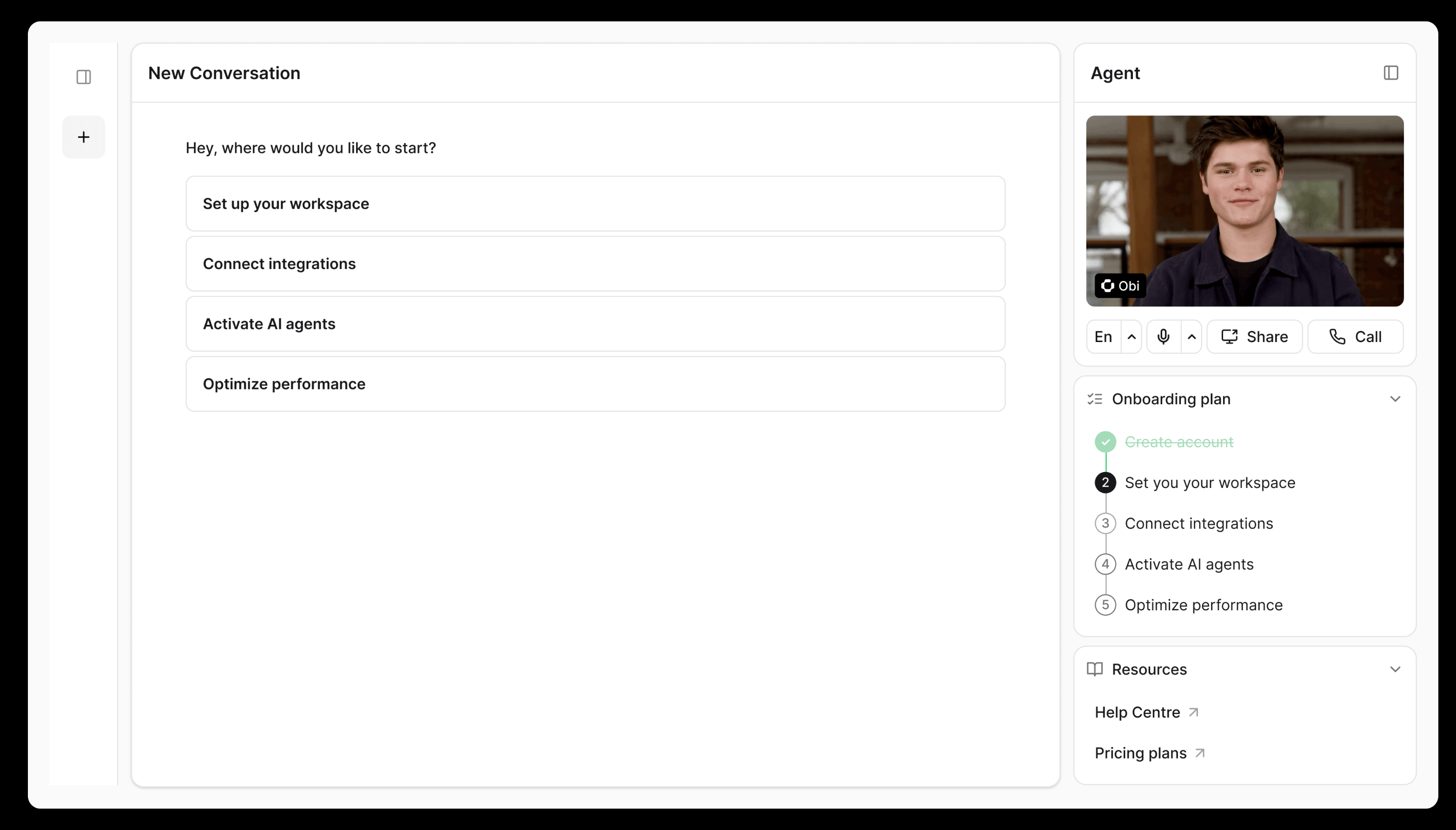 Obi guiding a customer inside a SaaS product