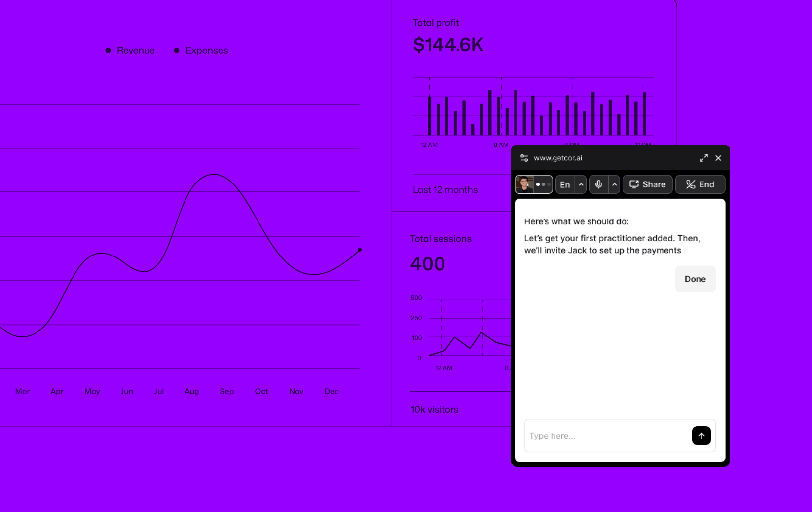 Obi guides the user through starter options during onboarding